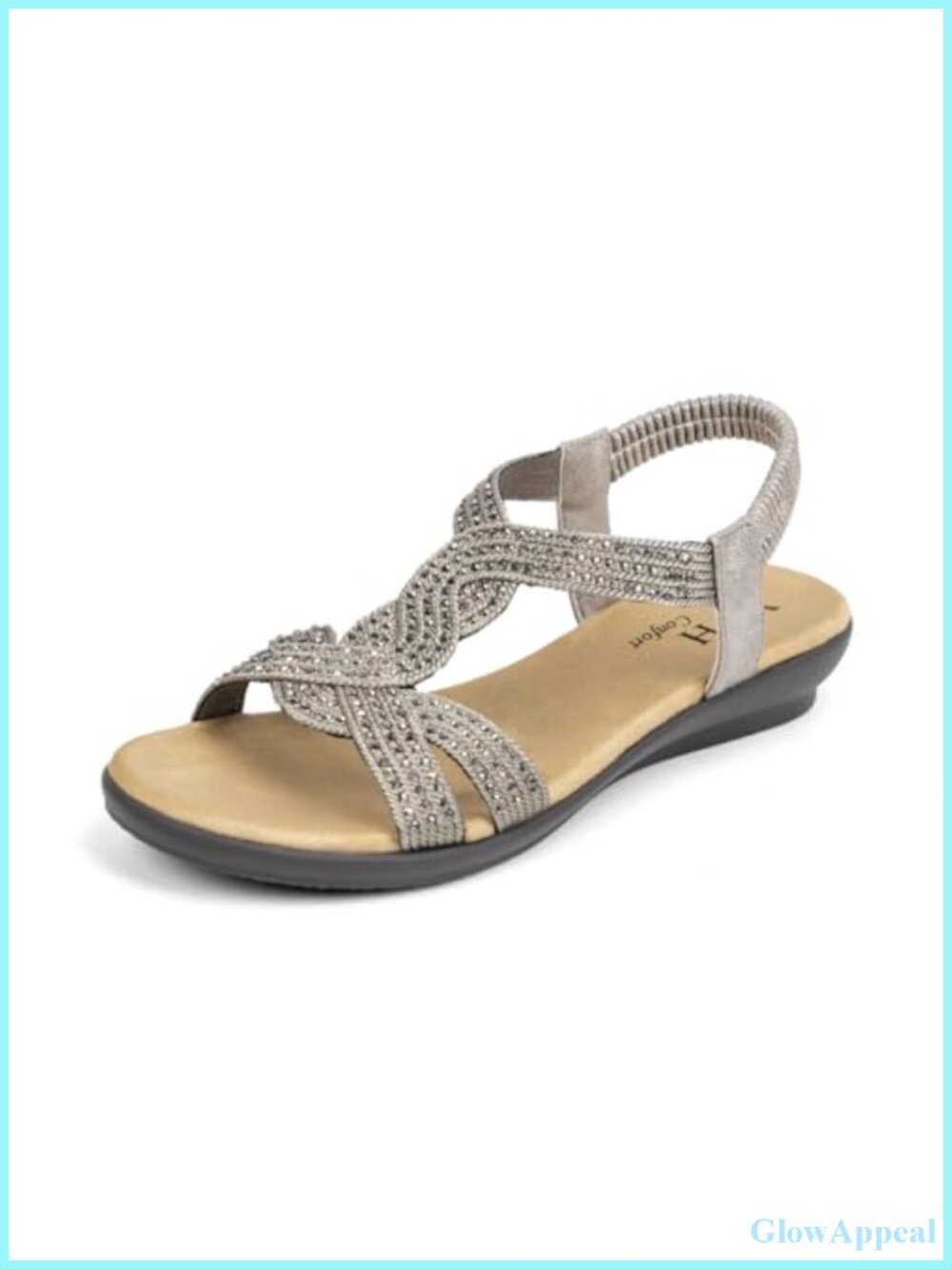 Faux Leather Rhinestone Wedge Sandals Adjustable Strap Open Toe